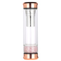 BPA-freier benutzerdefinierter Natur-Edelstein-Tee-Ei-Edelstahl-Trinkborosilikat-Doppelwand-Glas-Wasserflasche mit Kristall